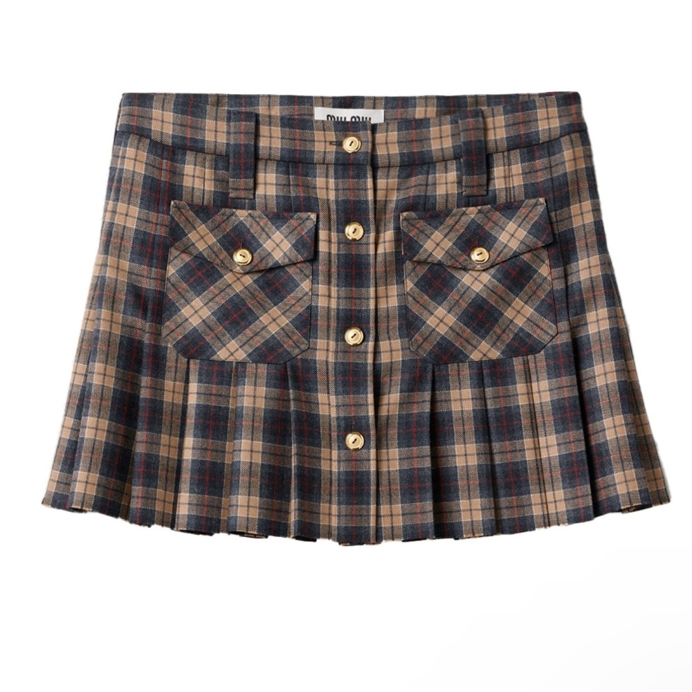 Miu Miu Pleated tartan miniskirt It40